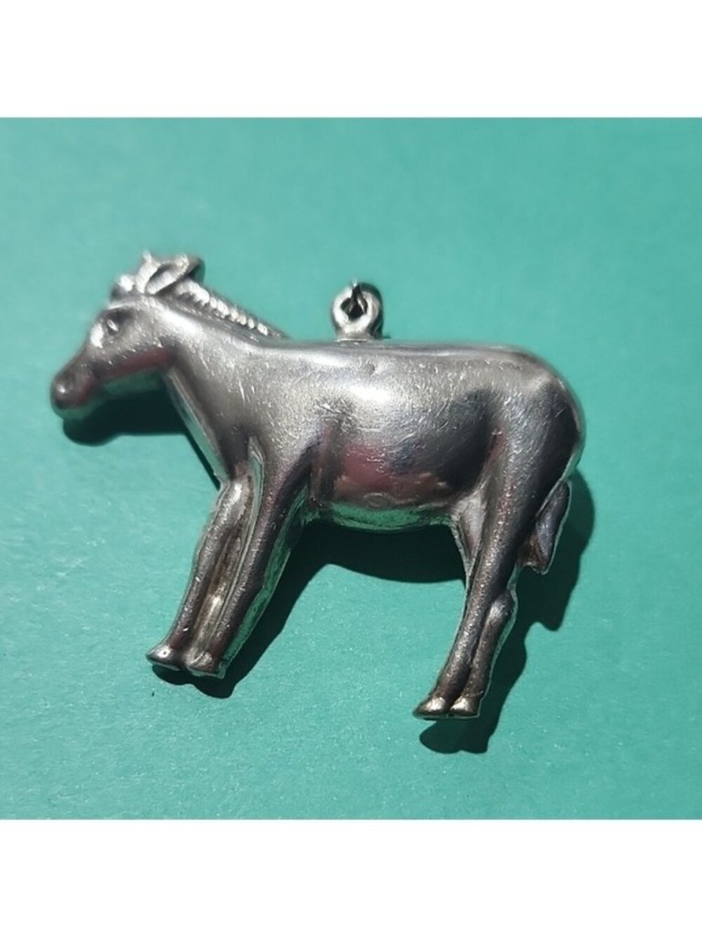 Large Sterling Silver Puffy Hollow Donkey Pendant